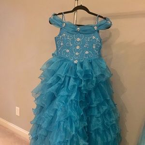 Girls Size 10 Teal Beaded Pageant or Special Occas